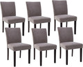 Watson & Whitely Upholstered Dining Chairs Set of 6, Fabric Armless Dining Room Chairs with Solid Wood Legs & Back Side Chair for Kitchen, Living Room, Restaurant, Dark Grey