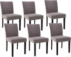 Watson & Whitely Upholstered Dining Chairs Set of 6, Fabric Armless Dining Room Chairs with Solid Wood Legs & Back Side Chair for Kitchen, Living Room, Restaurant, Dark Grey