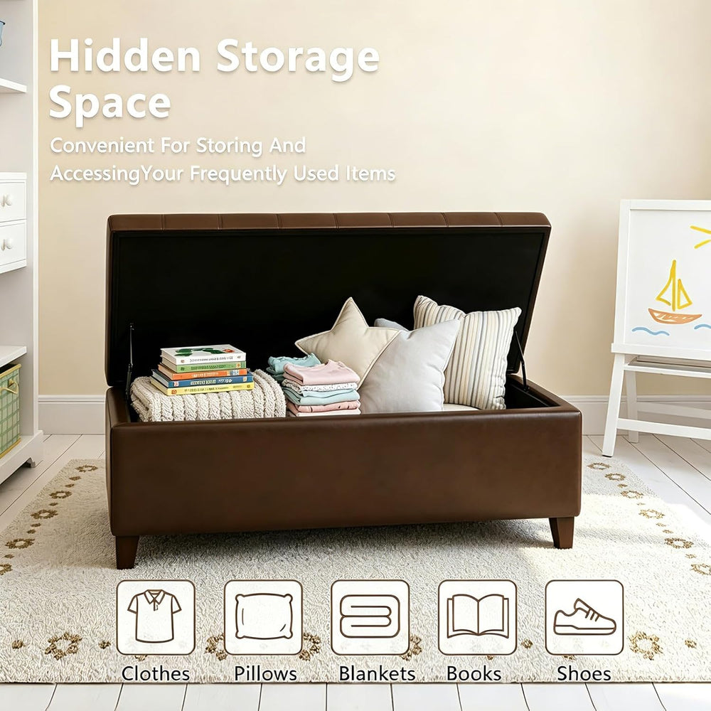 Joveco 51 Inch Storage Bench,Leather Tufted Storage Ottoman with Legs | Safet...