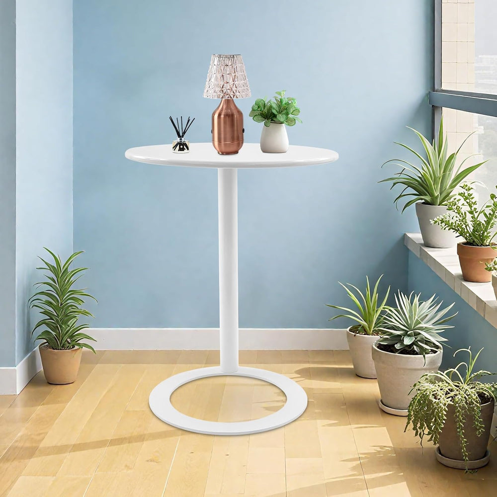 C-Shaped Round End Table for Couch, Mental Side Table Sofa Tables Slide Under...