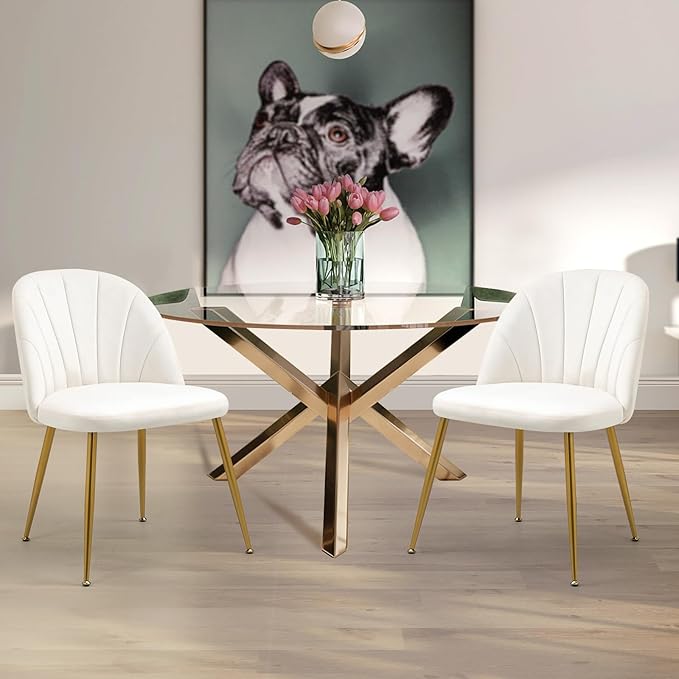 Velvet Dining Chairs Set of 2, Upholstered Mid Century Modern Dining Chairs, ...