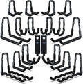 3-H Garage Wall Hooks 18 Pack, One-Piece Construction Garage Hooks Heavy Duty, Garage Accessories & Organizer Wall Mount for Ladders, Weedeaters, Garden Tools (Black)