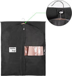 KEEGH Garment Bags for Hanging Clothes 60" (Set of 6) Dress Bags for Gowns Long Dress Bags for Closet Storage with Zipper and Eye-Hole for Folding for Suit Coats Dresses, Black | Transparent Window, Full Zipper, Label Pocket, Eye-Hole for Folding, Dress