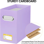 BALEINE File Organizer Box, Cardboard File Folder Organizer with Handle for Letter Size, Portable Collapsible Hanging Filing Box for Home Office Document Storage (2 Pack, Lavender)