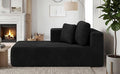 KINGYES Boneless Chaise Lounge Chair for Modular Sectional Sofa, L Shape Corduroy Upholstered Chaise Lounge for Living Room, Black