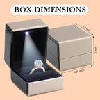 Novel Box Square Shaped Gold Ring Box With LED Light 2.25X2X2.5 Inches - Jewelry Ring Case Best for Jewelry Displays - Gift Boxes for Mother's Day, Engagement, Anniversary & more Happy Occasions
