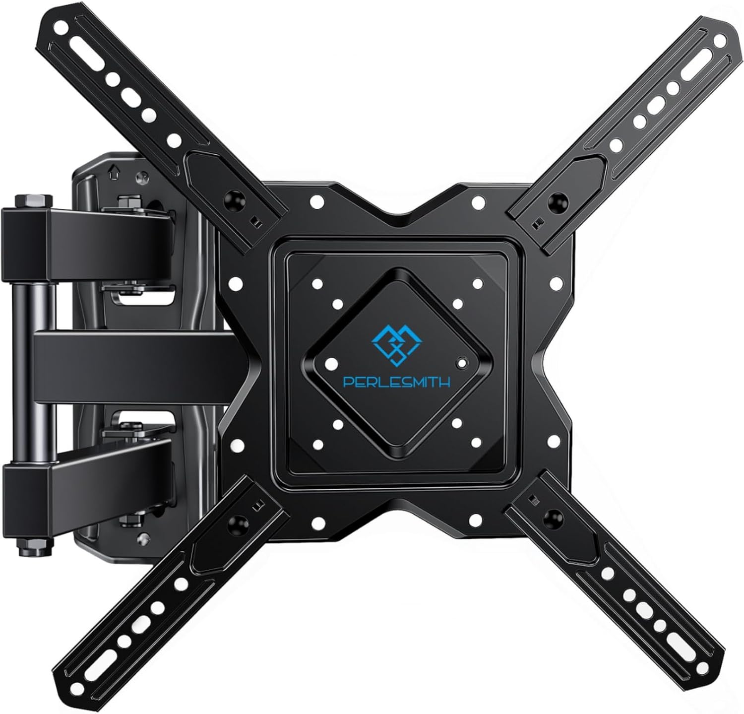 PERLESMITH Full Motion TV Wall Mount for 27-60 Inch Flat & Curved TVs, Single Stud TV Mount with Articulating Swivel Tilt - Wall Mount TV Bracket VESA 400x400mm up to 77 lbs, Perfect Center Design