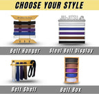 Alley Cats Brazilian Jiu Jitsu Belt Display | Pine Belt Box | 5 BJJ Belt Display Case | White to Black Belt Rack | Martial Arts Jiu Jitsu Belt Holder | Gifts for Jiu Jitsu Practitioners | OSS