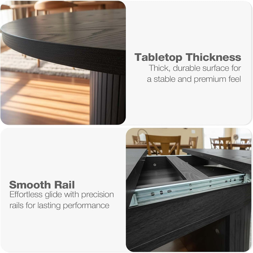 43.3''–59'' Extendable Round Dining Table for 4–8, Modern Woo...