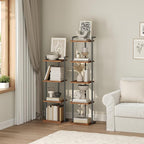 Bookshelf, 4-Tier Bookcase, Vertical Tall Narrow Book Shelf for Small Space, Open Storage Display Shelf with Stable Base & Anti-Tip Kits, for Living Room, Study, Rustic Brown BKHR11401