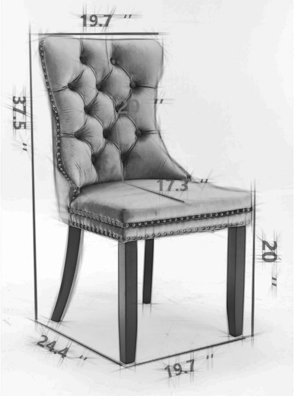 KEIKI Tufted Dining Room Chairs Set of 2, Velvet Kitchen Nailhead Trim Chairs...