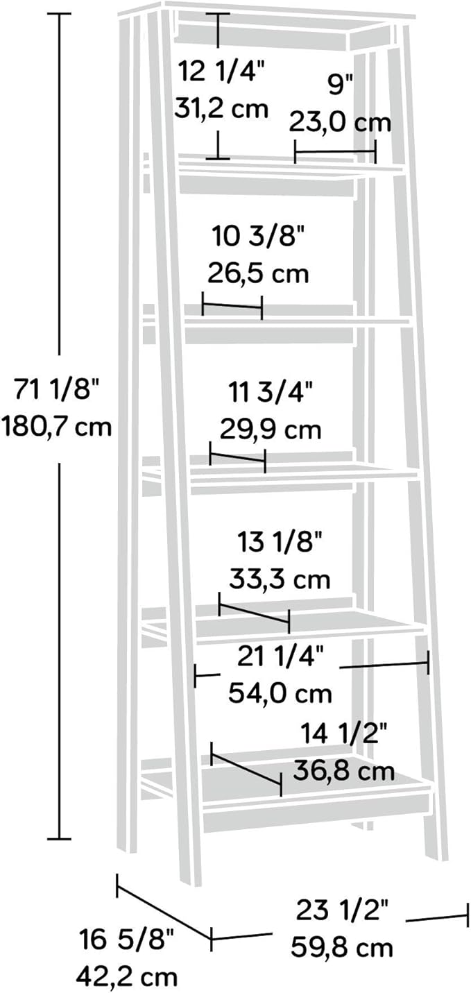 Sauder Trestle 5 Bookcase/Book Shelf, L: 23.54" x W: 16.61" x H: 71...