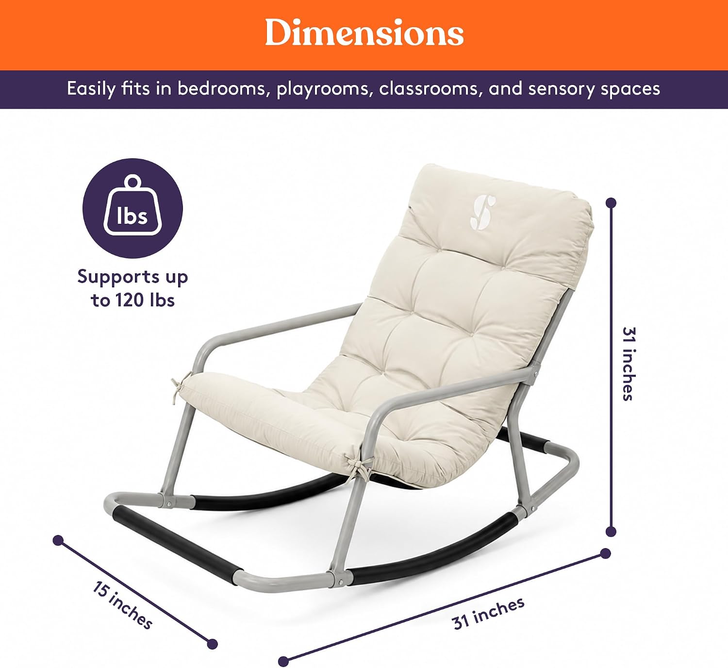 Special Supplies Sensory Rocking Chair for Kids, Preteens - Comfortable Preteen Rocker- Versatile Floor Chair with Soft Fabric and Stability for Playroom, Bedroom Ages 8-12