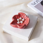 3.5' Red Cute Leaves Ceramic Jewelry Tray for Dressing Table | Petite Bowl Keeps Rings, Earrings, Keys, and Keepsakes Visible on Vanities or Dressers, Making a Sweet Gift for Women