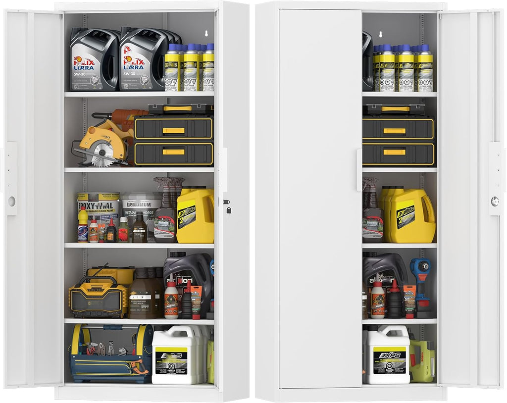 Lockable Storage Cabinets, 72" H Heavy Duty Cabinet for Home Office, Large Storage Cabinet with Doors, Metal File Cabinets with Adjustable Shelves, Office Organizer