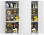 Lockable Storage Cabinets, 72" H Heavy Duty Cabinet for Home Office, Large Storage Cabinet with Doors, Metal File Cabinets with Adjustable Shelves, Office Organizer