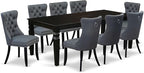 East West Furniture LGDA9-BLK-13 9 Piece Dining Set Includes a Rectangle Kitchen Table with Butterfly Leaf and 8 Polyester Fabric Upholstered Chairs, 42x84 Inch, Black