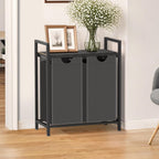 Laundry Hamper, Laundry Sorter with 2 Pull-Out Removable Oxford Fabric Bags Cloth Laundry Basket 2 x 10 Gallons (Grey and Charcoal Black)