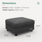 HONBAY Modern Corduroy Ottoman Module Sofa, Ottoman Bench with Storage, Dark Grey
