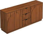 Yechen 67" Walnut Fluted TV Stand with Arched Reeded Design Doors & 3 Drawers, Modern Entertainment Center with Storage for TV up to 75", TV Media Console, TV Cabinet for Living Room, Bedroom