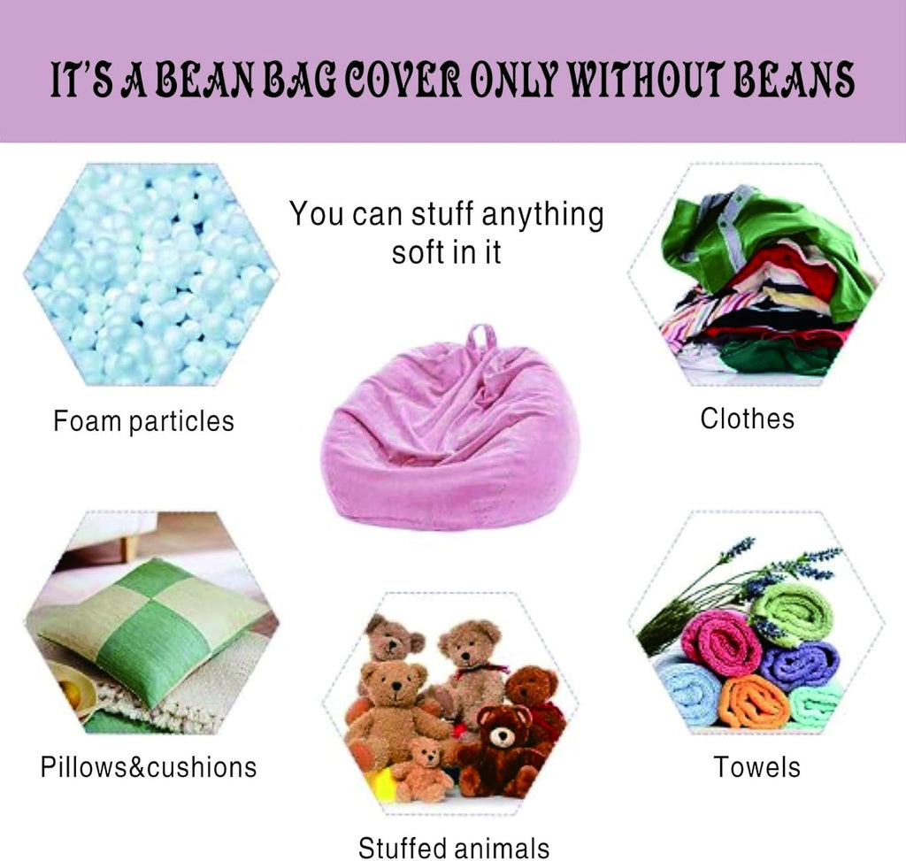 Bean Bag Chair Cover (No Filler), 3ft Fluffy Washable Large Bean Bag Chairs Cover for Adults for Living Room Bedroom Furniture
