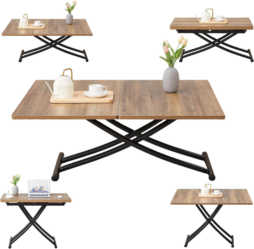 Multifunctional Folding Table - Lift Top Coffee to Dining Table, Height Adjus...