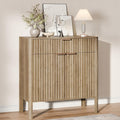 Fluted Buffet Cabinet Accent with Doors & Drawer 31" Oak | Anti-tipping Design, Scratch & Water-resistant, Pre-drilled Easy Assembly Versatile for Kitchen, Entryway & Living Room