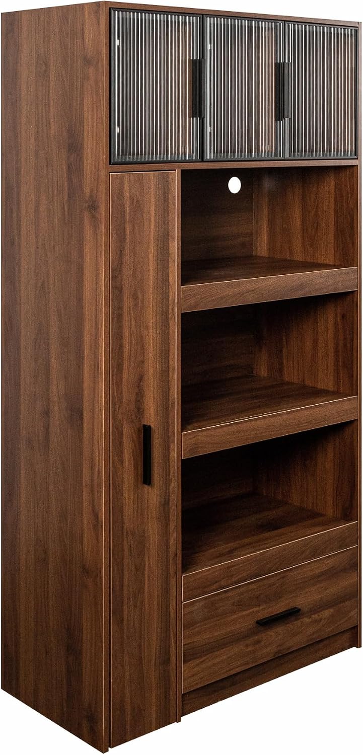 70.87" Tall Kitchen Pantry Storage Cabinet with Pull-out Multi-tier Stor...