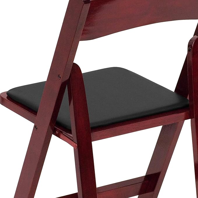 Flash Furniture 2 Pack HERCULES Series Mahogany Wood Folding Chair with Vinyl...
