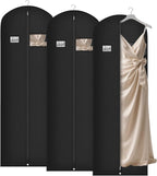 Syeeiex 72 Inch Dress Bags for Gowns, Dress Garment Bag, Set of 3, Black | Breathable Suit Bag, Dustproof Hanging Garment Bag, Clear Window and ID Card Holder for Fur Coat and Long Dress Gown
