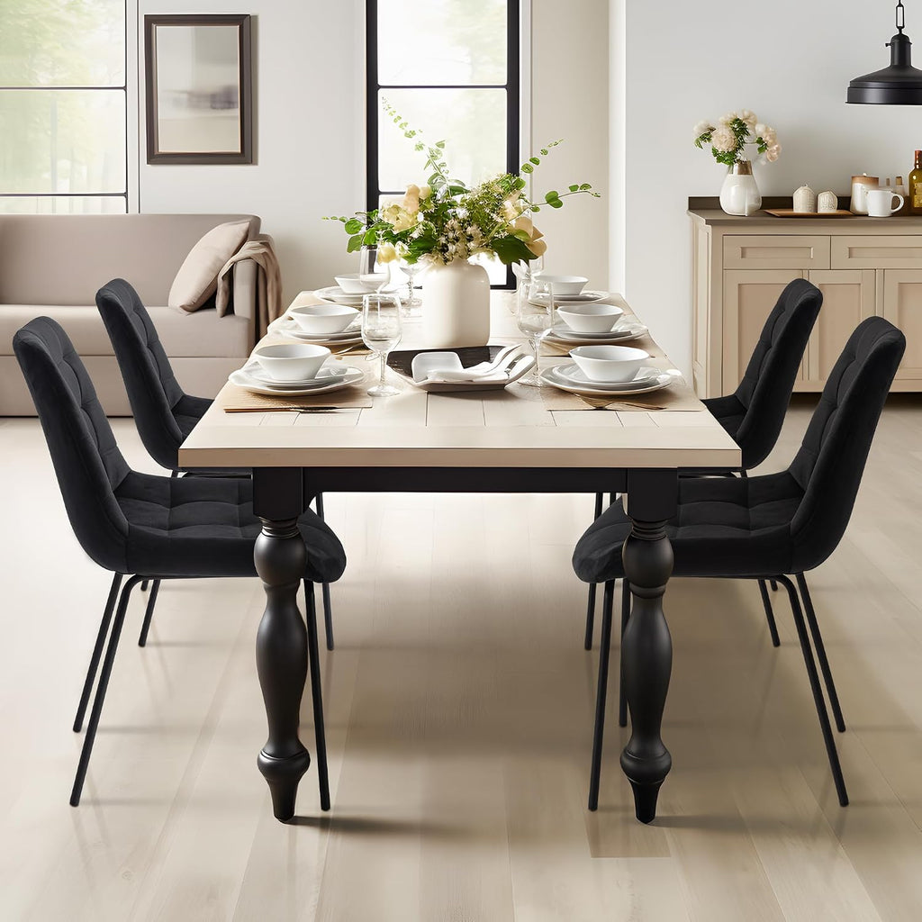 NicBex Velvet Dining Chairs, Upholstered Reception Chairs, Tufted Accent Chair with Metal Legs for Home Kitchen, Living Room, Set of 2, Black