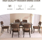 Modern Wood Dining Chairs Set of 4, Velvet Upholstered Kitchen Chairs with Open Curved Backrest & Black Hardwood Legs for Vanity, Living Room, 350 LBS Capacity, Brown