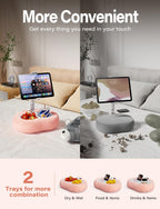 Tablet Kindle Pillow Stand Holder with 2 Trays Fit 4''-13'' Phone/Tablet/Kindle iPad Holder Stand for Bed with Soft Plus Fabric Reading Accessories Gift, Pink