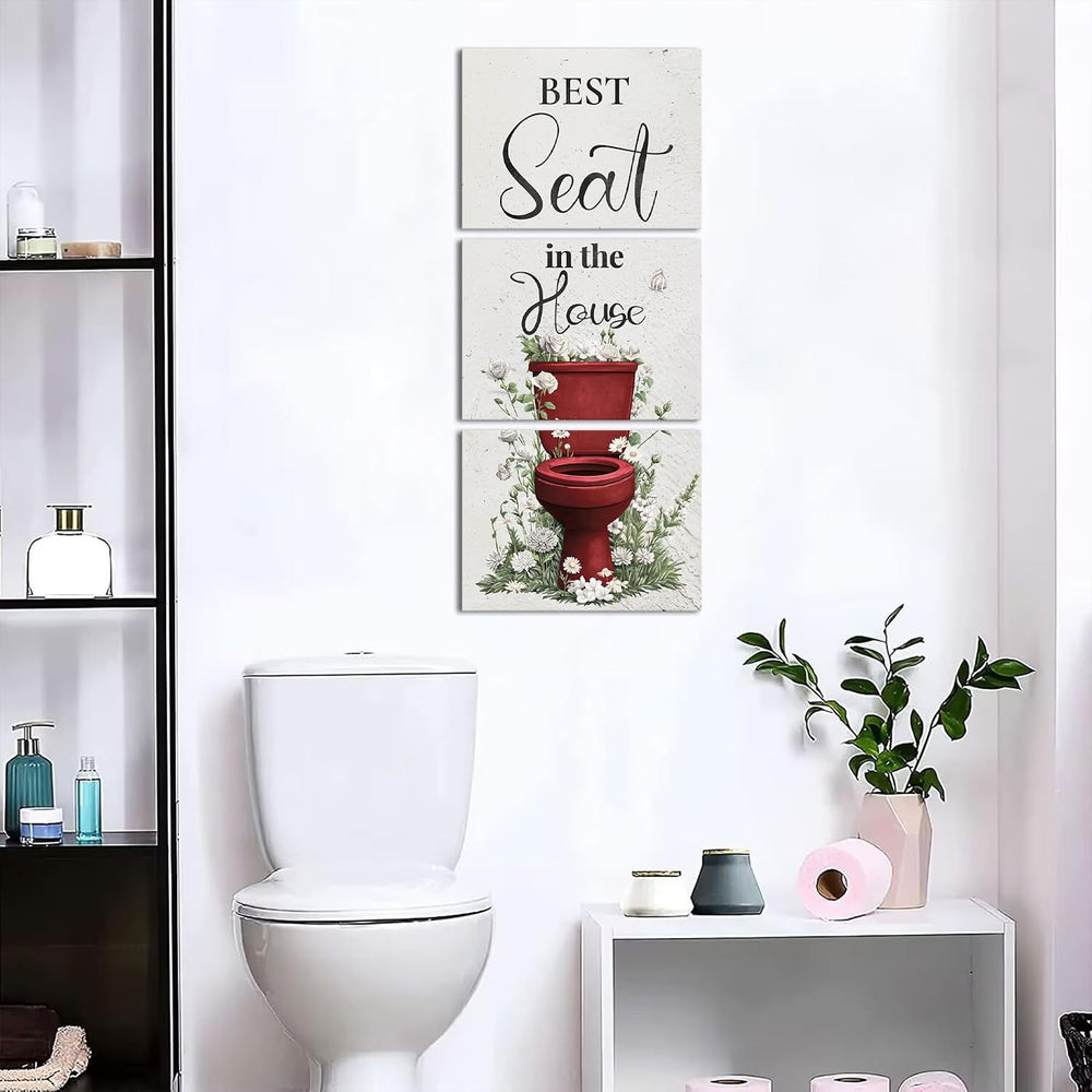 sechars Best Seat in the House Wall Art Funny Bathroom Signs Pictures Paintin...