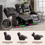 Loveseat Power Recliner Sofa Couch Electric Reclining Sofa Chair for Living Room with Multi-Function Console/Cup Holders/LED Ambient Light