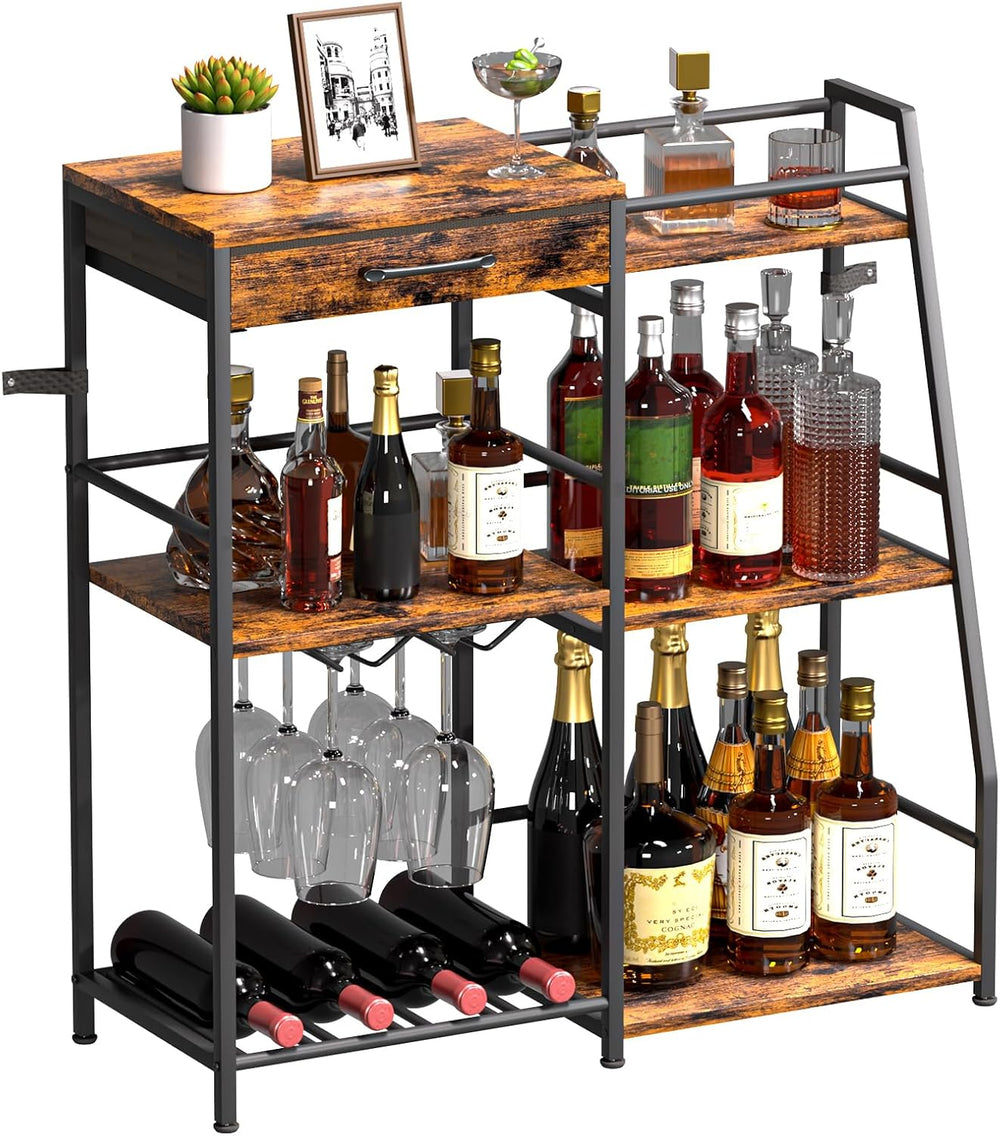 Homde Wine Rack Freestanding Floor: 3-Tier Liquor Bottle Display Stand | Vint...