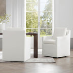 Upholstered Dining Chairs Set of 1, Washable Cover Modren Deskchair with 4 Casters & Hidden Storage for Dining Room, Living Room, Home Office, Cream, 1 Box