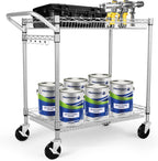 WDT 2 Tier Heavy Duty Utility Cart,NSF Rolling Carts with Wheels,660Lbs Capacity Storage Cart with Handle,Kitchen Carts on Wheels,Commercial Grade Metal Serving Cart with Shelves,35.63"x18.1"x 33.93"