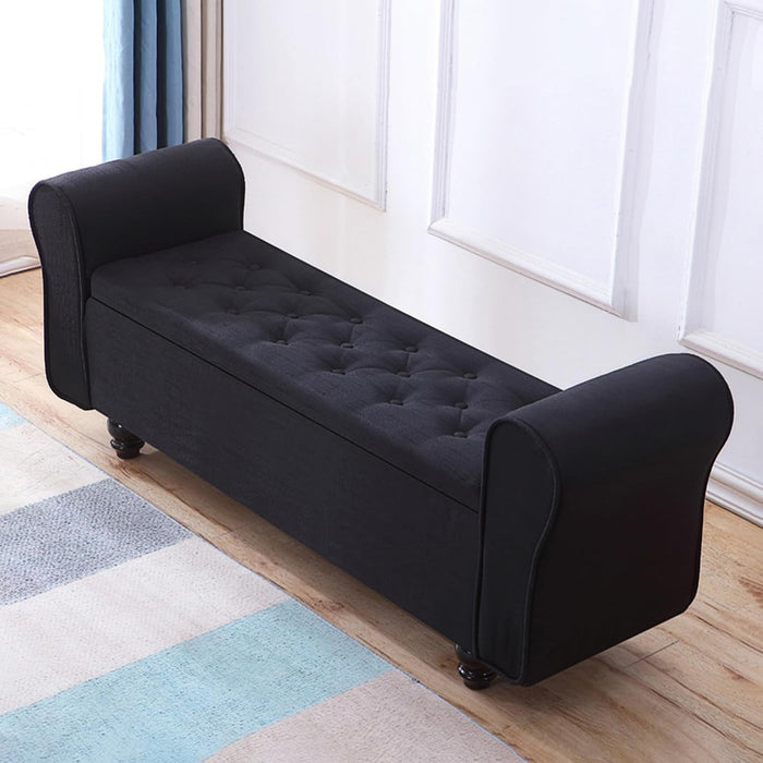 Shoe Storage Bench End-of-Bed Storage Bench End-of-Bed Bench with Storage Bed Benches for the Foot of the Large Bench for the Bedroom Living Room,and Dorm Linen-Black L39.3*W15.7*H15.7in