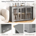Costzon Sideboard Buffet Cabinet of 2, Wooden Kitchen Storage Cabinet with Adjustable Shelf, Sliding Glass Doors, Accent Coffee Bar Cabinet Console Table for Living Room, Dining Room, Hallway