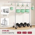 Tajsoon Clothing Rack Heavy Duty Clothes Rack Load 350 LBS, Rolling Clothes Racks for Hanging Clothes with Wheels & Extendable Rod, Collapsible Garment Rack with Bottom Shelf, Commercial, Chrome