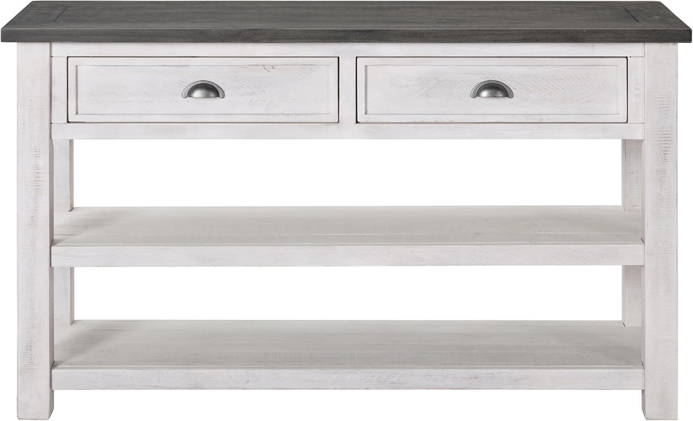 Martin Svensson Home Monterey Solid Wood Sofa Console Table, White & Grey...
