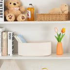 Small Storage Baskets for Organizing | Closet Organizer Bins | Shelf Toy Basket | Woven Rope Baskets | Cube Decorative Box | Shallow Basket | 11.5x7.5x4.7” | 4 Packs Off White