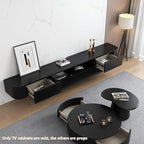 Floating TV Stand with Drawers, Pre-Assembled Wall Mounted TV Console, Modern Floating Media Console for Living Room, Space-Saving Floating TV Cabinet (Black, 94.5in/240cm)
