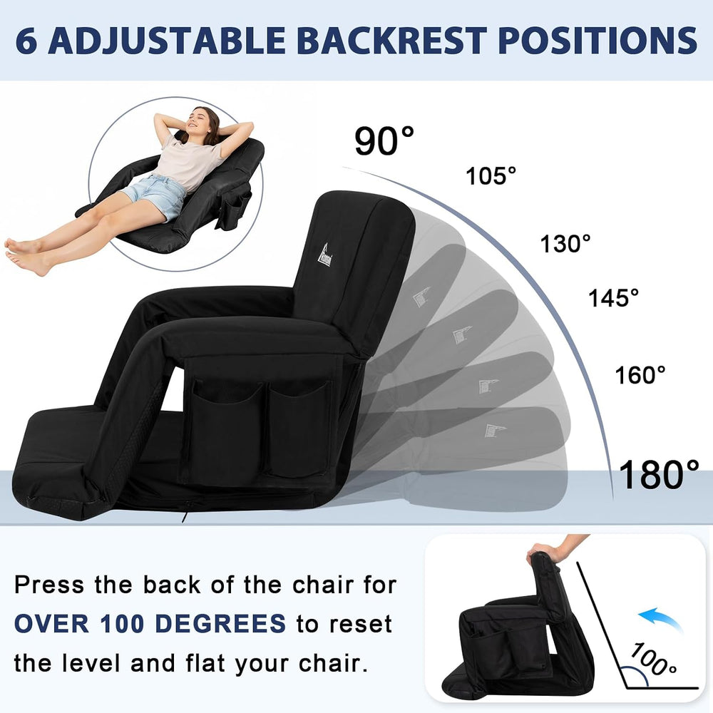 Romswi 2 Pack Wide Backpack Reclining Stadium Seat with Armrests, 6 Adjustabl...
