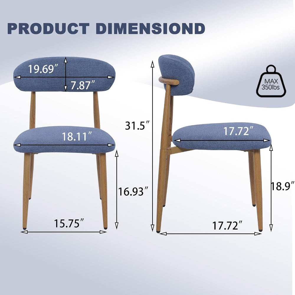 FREKEN Modern Upholstered Dining Chairs Set of 6, Mid-Century Metal Frame wit...