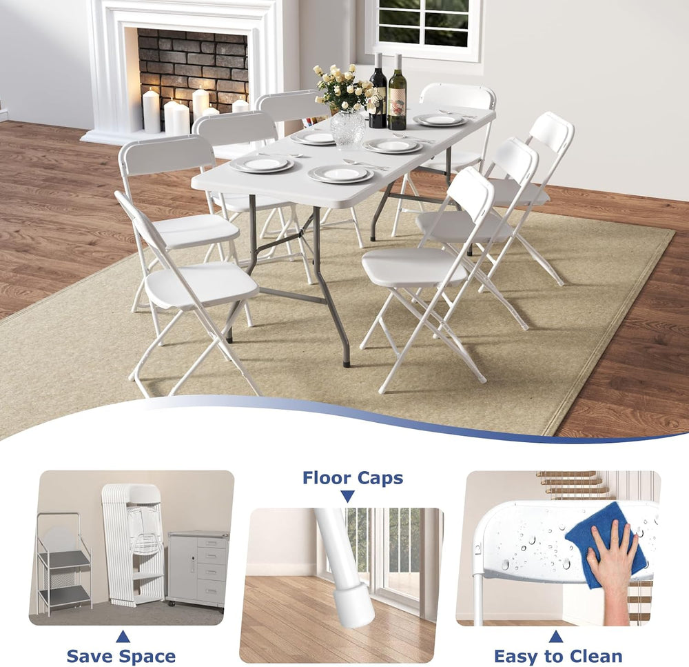 10 Pack White Folding Chairs for School Events Wedding Party Picnic