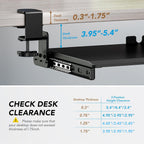 AX WABER Keyboard Tray Under Desk Pull Out with Extra Sturdy Adjustable C Clamp Mount System, 27.3 (32.5 inch Including Clamps) x 11 Inch Slide-Out Platform Computer Drawer for Typing, Black,AX01WB01