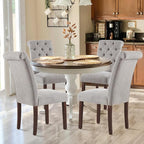 Tufted Dining Chairs Set of 6, Upholstered Parsons Dining Room Chairs, Fabric Kitchen Side Chair with Wood Legs, Light Grey