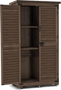 MCombo Outdoor Storage Cabinet, Garden Storage Shed, Outside Vertical Shed with Lockers, Outdoor 63 Inches Wood Tall Cabinet for Yard and Patio 0870 (Brown)